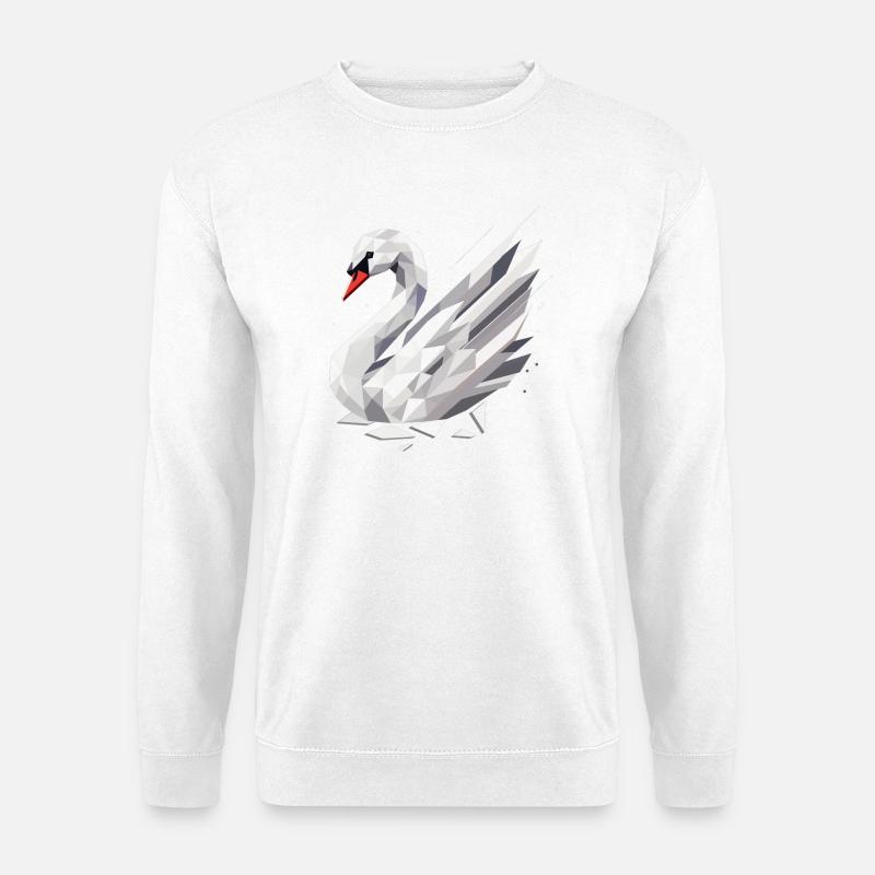 Eleganter geometrischer Schwan - Symbol für Anmut - Unisex Pullover - Weiß