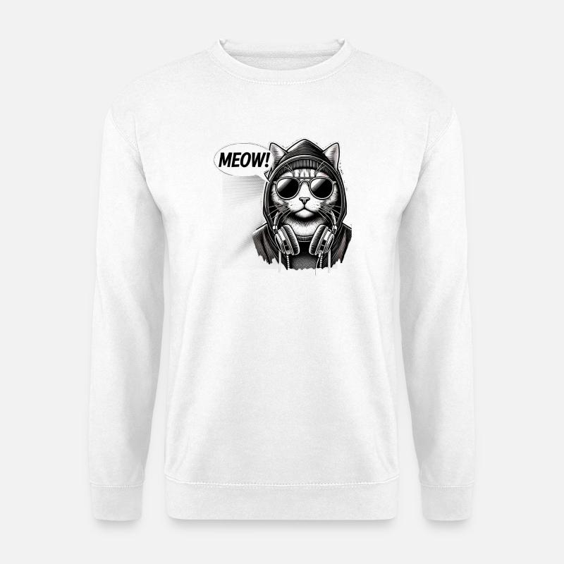 Meow Groove Katze Hoodie - Unisex Pullover - Weiß