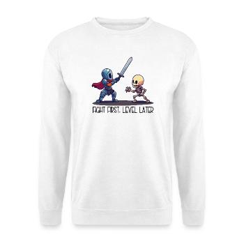 First Fight, Level Later – Knight vs Skeleton - Unisex Sweatshirt - white - Front