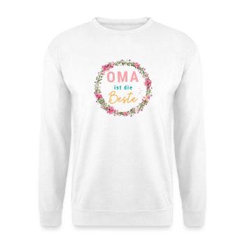 Oma ist die Beste! Floral, personalisierbar - Unisex Pullover - Weiß - Vorne