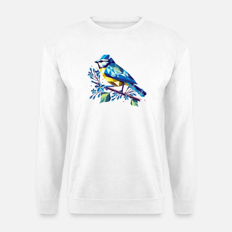 bezaubernde Blaumeise auf einem Fliederzweig - Unisex Pullover - Weiß