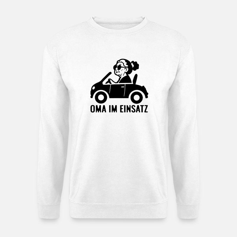 Oma im Einsatz Auto - Unisex Pullover - Weiß