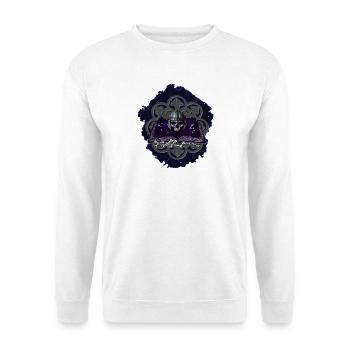 buchband aufgeschlagen, Menschenschädel, Ornamente - Unisex Pullover - Weiß - Vorne