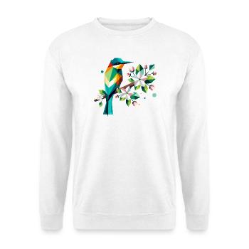 Bienenfresser auf Apfelblüten – Farbenfrohes Motiv - Unisex Pullover - Weiß - Vorne