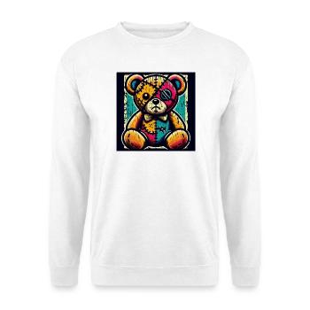 Patchwork bear art with vintage charm - Unisex Sweatshirt - white - Front