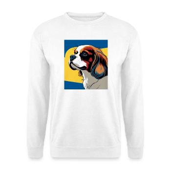 Chien cavalier king charles stylisé pop art - Sweat-shirt Unisexe - blanc - Devant