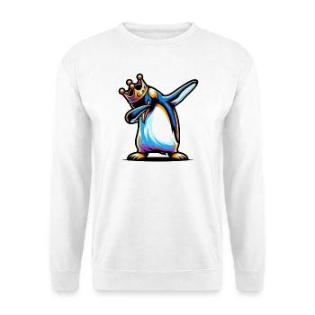 Dabbing Manchot royal - Sweat-shirt Unisexe - blanc - Devant