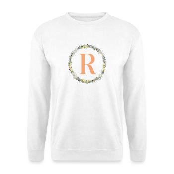 R Monogram, Couronne de fleurs, Personnalisable - Sweat-shirt Unisexe - blanc - Devant
