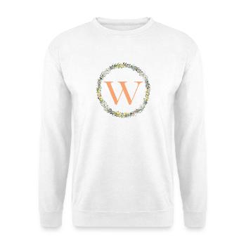 W Monogram, Couronne de fleurs, Personnalisable - Sweat-shirt Unisexe - blanc - Devant