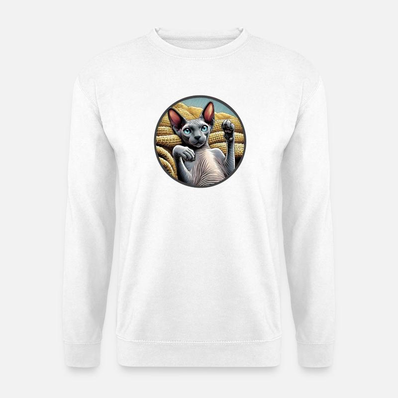 Shpynxkatze zeigt Pfoten - Unisex Pullover - Weiß