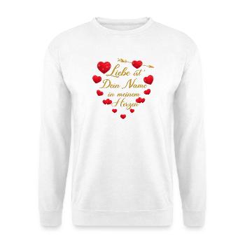Romantisches Herz-Design - Liebe ist dein Name - Unisex Pullover - Weiß - Vorne