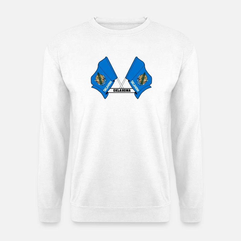 Two flags text OKLAHOMA - Unisex Sweatshirt - white