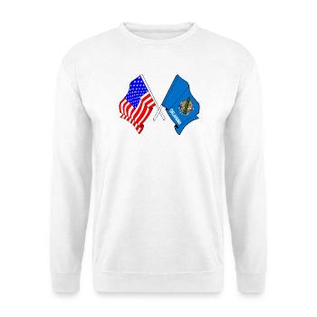 Flagge USA und Bundesstaat Oklahoma gekreuzt - Unisex Pullover - Weiß - Vorne