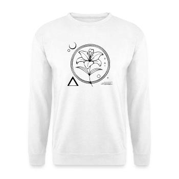 Florale Geometrie – Die Lilie als Symbol - Unisex Pullover - Weiß - Vorne