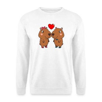 Duo of cute animals with heart - Unisex Sweatshirt - white - Front