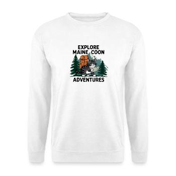 Explorer Maine Coon Adventure Imprimer - Sweat-shirt Unisexe - blanc - Devant