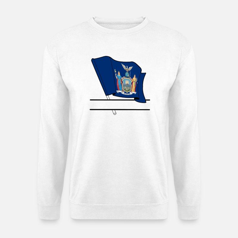 Flagge New York Textbanner - Unisex Pullover - Weiß