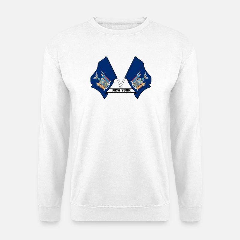 Deux drapeaux texte NEW YORK - Sweat-shirt Unisexe - blanc