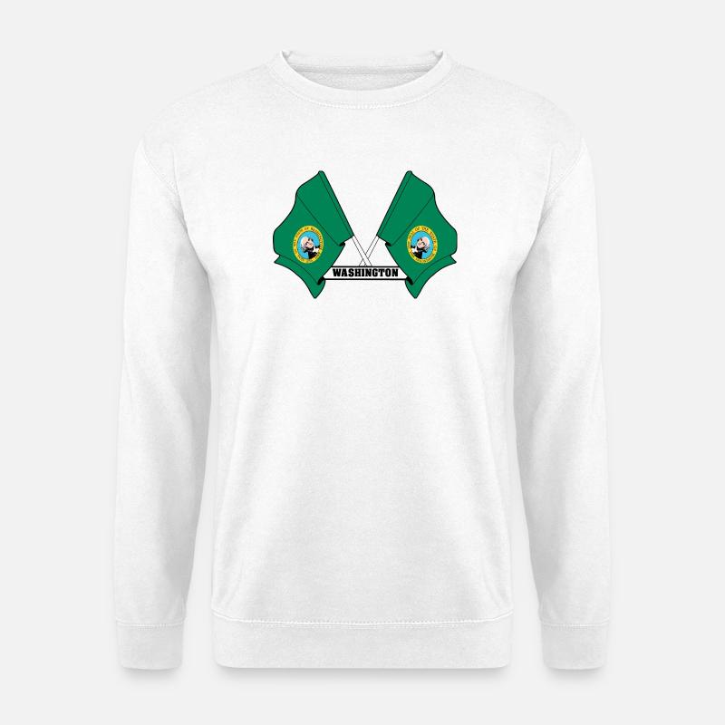 Two flags text WASHINGTON - Unisex Sweatshirt - white