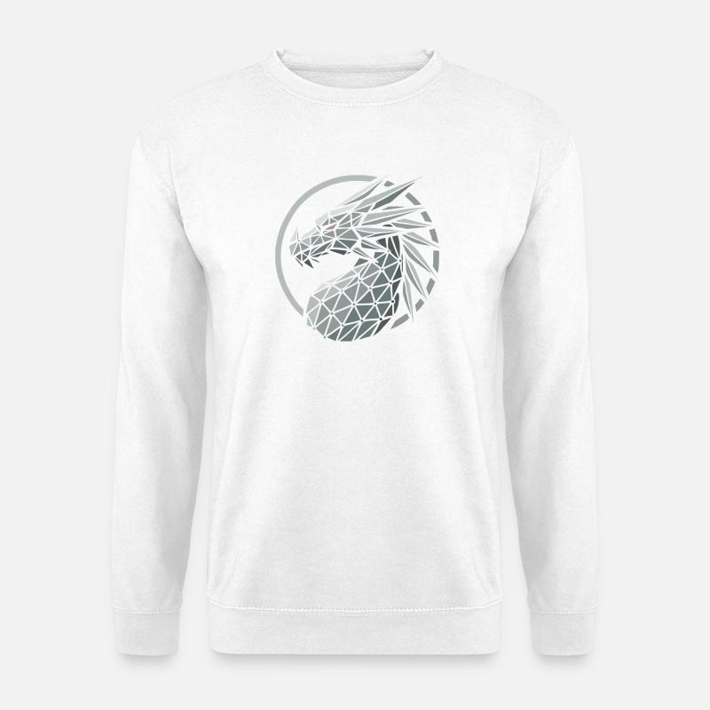 Blaue Polygone Drachenkopf - Unisex Pullover - Weiß