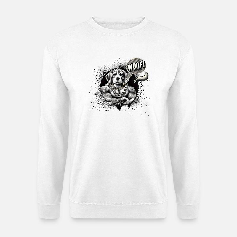 Tattoohund mit Goldkette - Unisex Pullover - Weiß