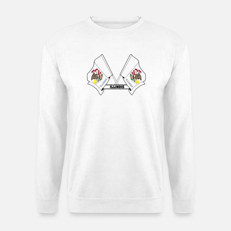 Two flags text ILLINOIS - Unisex Sweatshirt - white