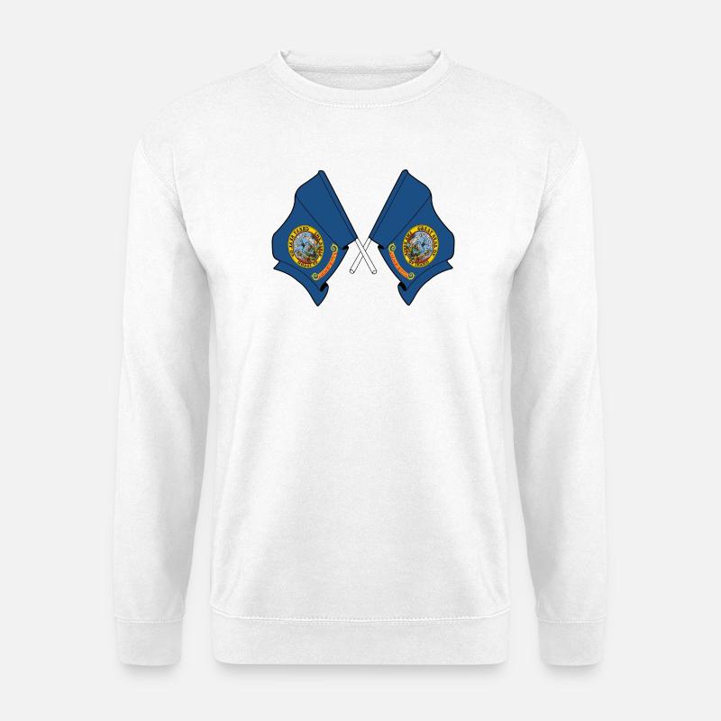 Two flags crossed Indaho - Unisex Sweatshirt - white