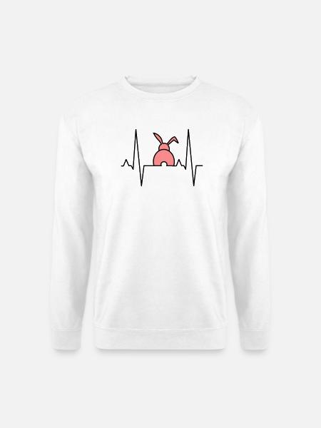 Playful bunny with hearts - Unisex Sweatshirt - white