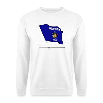 Flagge Wisconsin Textbanner - Unisex Pullover - Weiß - Vorne