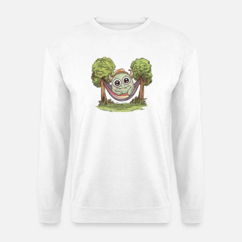 Niedliches Monster in Hängematte - Unisex Pullover - Weiß