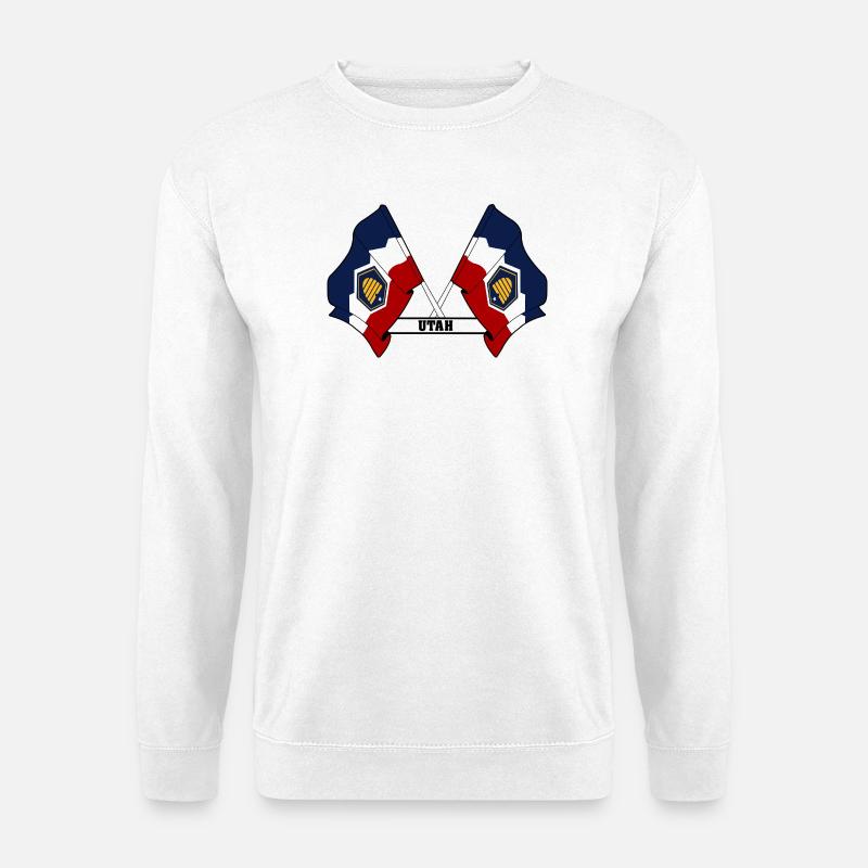 Texte à deux drapeaux UTAH - Sweat-shirt Unisexe - blanc