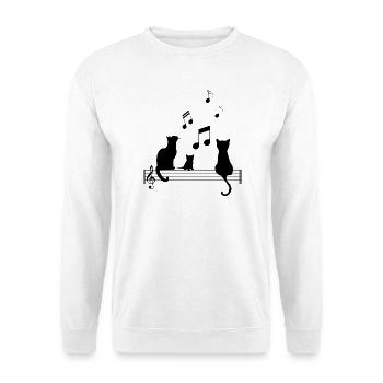 T Shirt Katze Musik Lustige Notiz Noten - Unisex Pullover - Weiß - Vorne