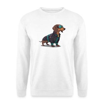 Cyberpunk-Hund im Tech-Anzug - Unisex Pullover - Weiß - Vorne