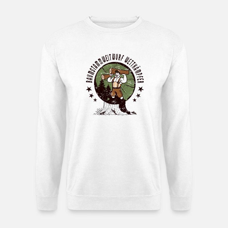 Tree trunk throwing competitors - Unisex Sweatshirt - white