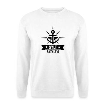 Sylt 54 Grad Nord 8 Grad Ost - Unisex Pullover - Weiß - Vorne