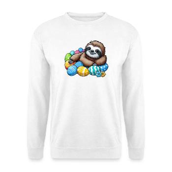 mignon paresseux oeuf de Pâques dessin animé Chilling Easter - Sweat-shirt Unisexe - blanc - Devant
