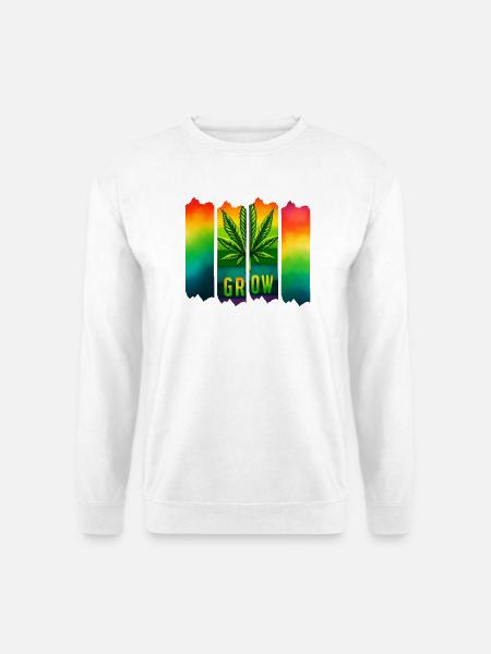 Grow Hanfblatt Brushdesign im Reggae-Stil - Unisex Pullover - Weiß