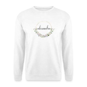 Alexandra! Floral wreath, customisable - Unisex Sweatshirt - white - Front