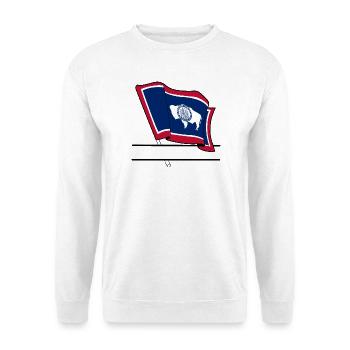 Flagge Wyoming Textbanner - Unisex Pullover - Weiß - Vorne