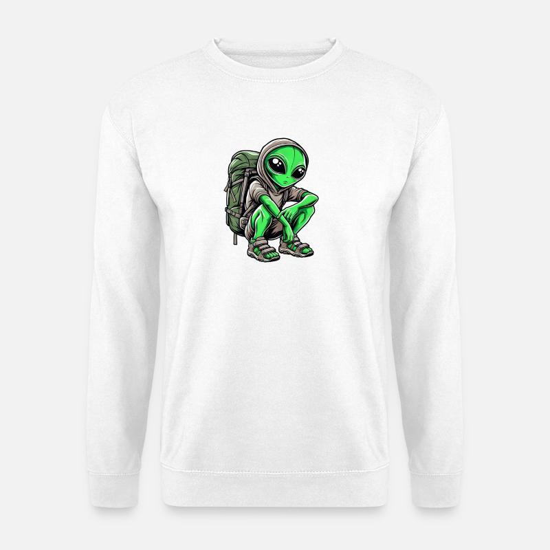 Alien Backpacker Design - Unisex Sweatshirt - white