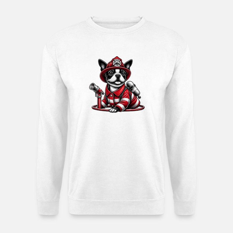 Bostie Feuerwehrhund - Unisex Pullover - Weiß