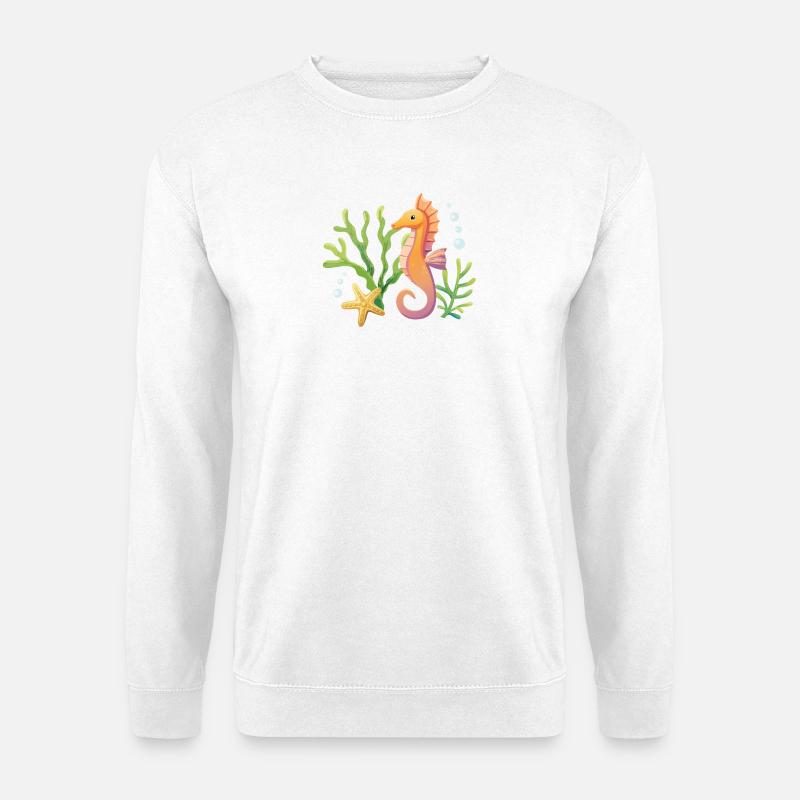 Seepferdchen Motiv - Unisex Pullover - Weiß