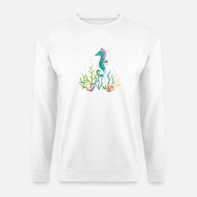 Meeresaquarium Seepferdchen Design - Unisex Pullover - Weiß