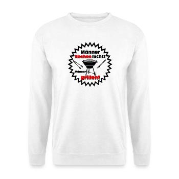 Männer grillen – Koch mit Humor - Unisex Pullover - Weiß - Vorne
