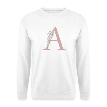 Un monogramme, floral, personnalisable - Sweat-shirt Unisexe - blanc - Devant
