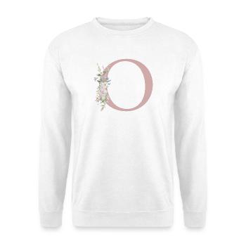 o Monogramme, Floral, Personnalisable - Sweat-shirt Unisexe - blanc - Devant