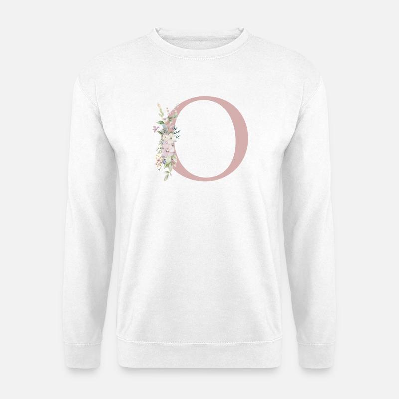 O Monogram, Floral, Customizable - Unisex Sweatshirt - white
