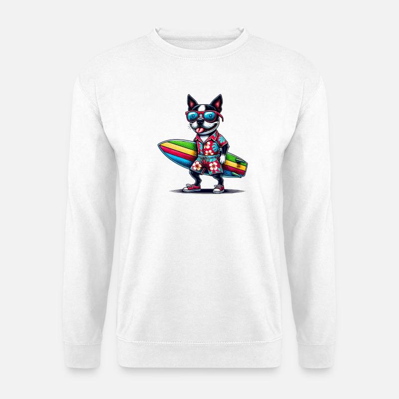 Bostie Surfer Vibes Design - Unisex Pullover - Weiß