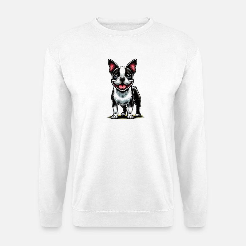 Süßer Bostie Hund - Unisex Pullover - Weiß