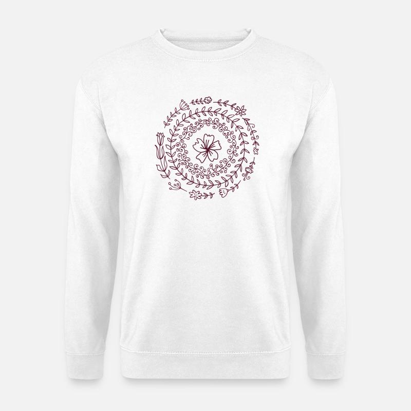 Blumen Spiral Mandala - Unisex Pullover - Weiß